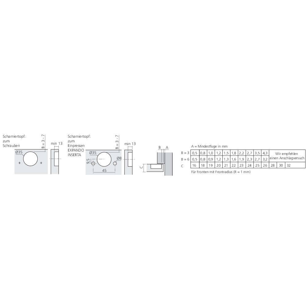 Charnière CLIP top BLUMOTION 110° pour porte en applique
