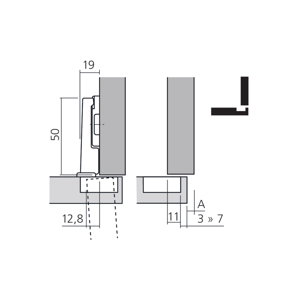Charnière MODUL frigo pour porte en applique