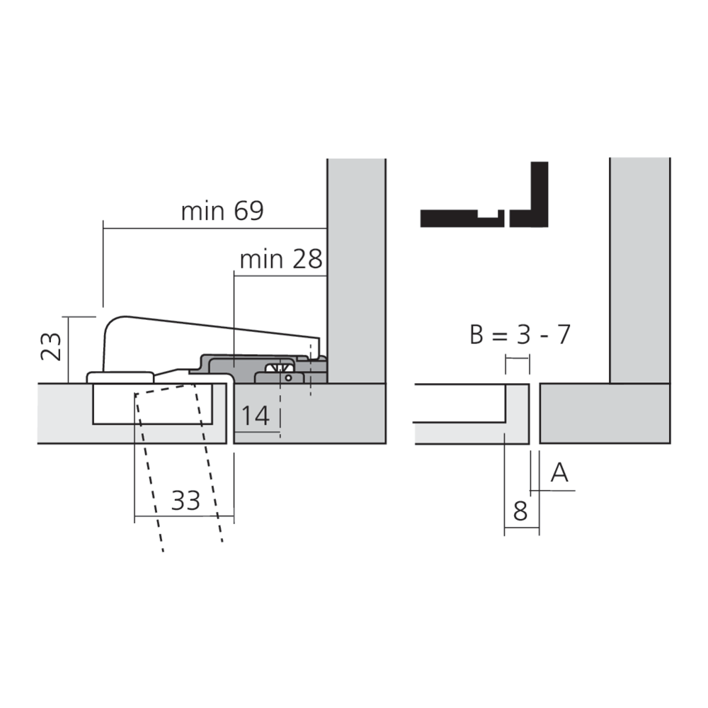 Charnière MODUL BLUMOTION pour meuble à cadre