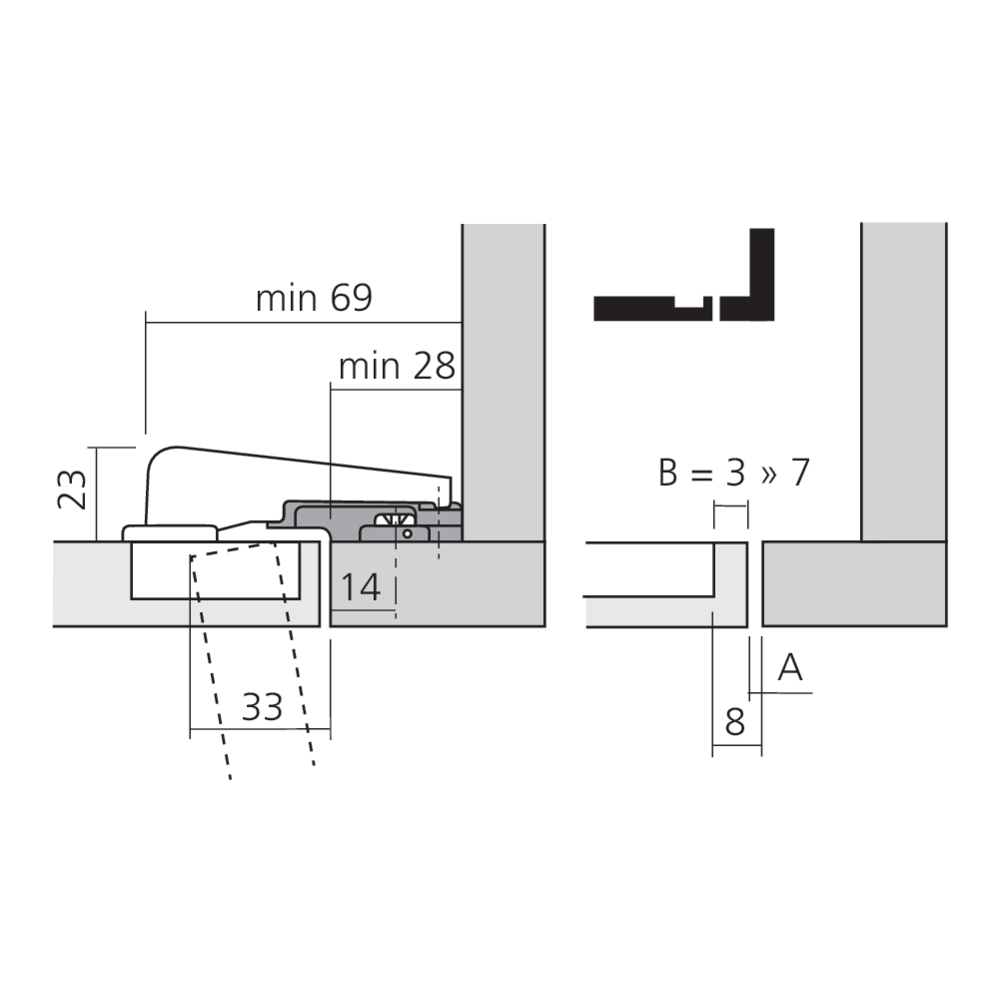 Charnière MODUL BLUMOTION pour meuble à cadre