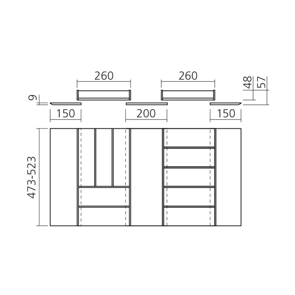 Range-couverts bois ORDO FLEX 800 - 1000 mm