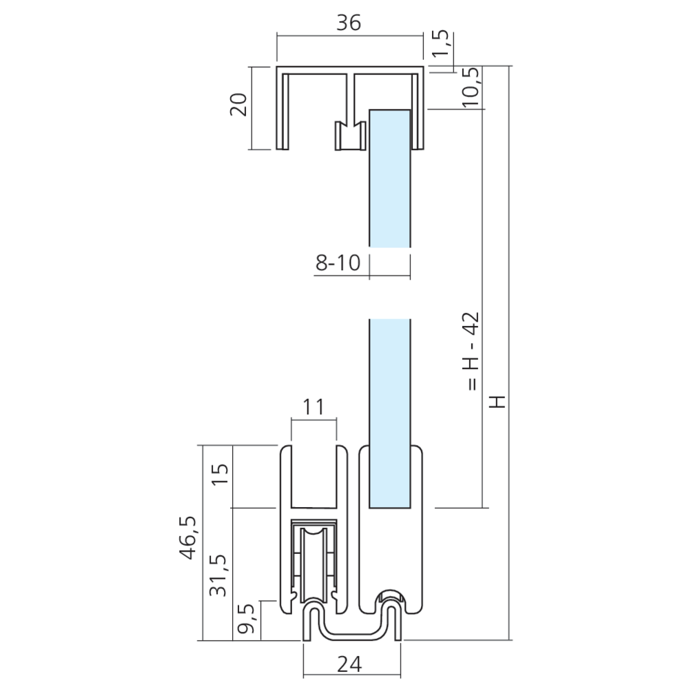 Rail de guidage haut