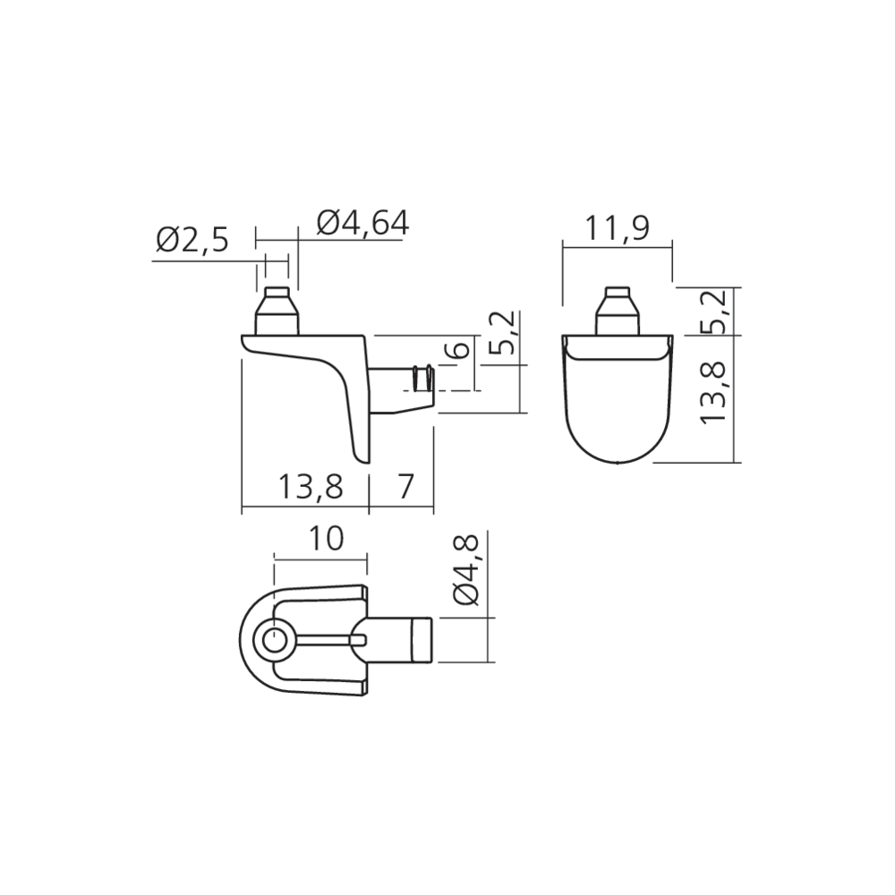 Taquet support tablette Ø5 mm