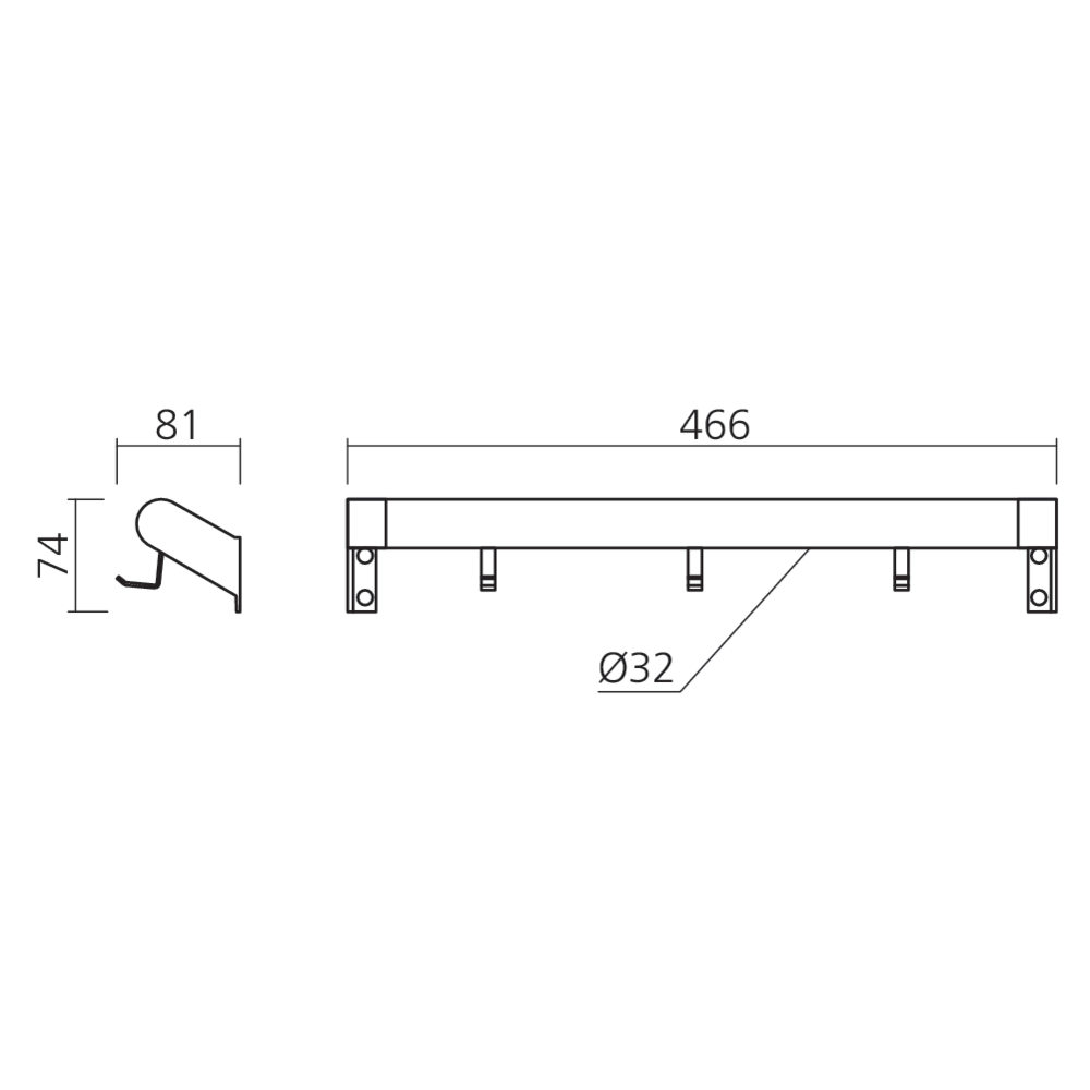 Tube de penderie Ø32 déporté