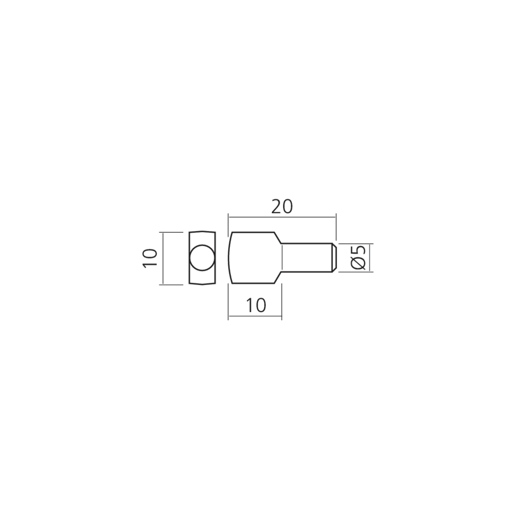 Taquet de rayon Ø5 mm