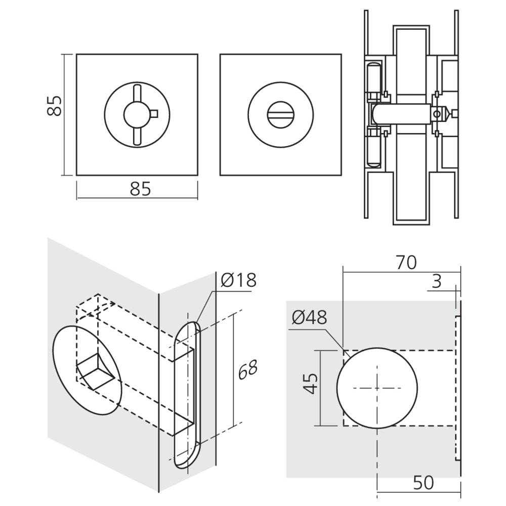 Ensemble fermeture de porte coulissante affleurante KUBE
