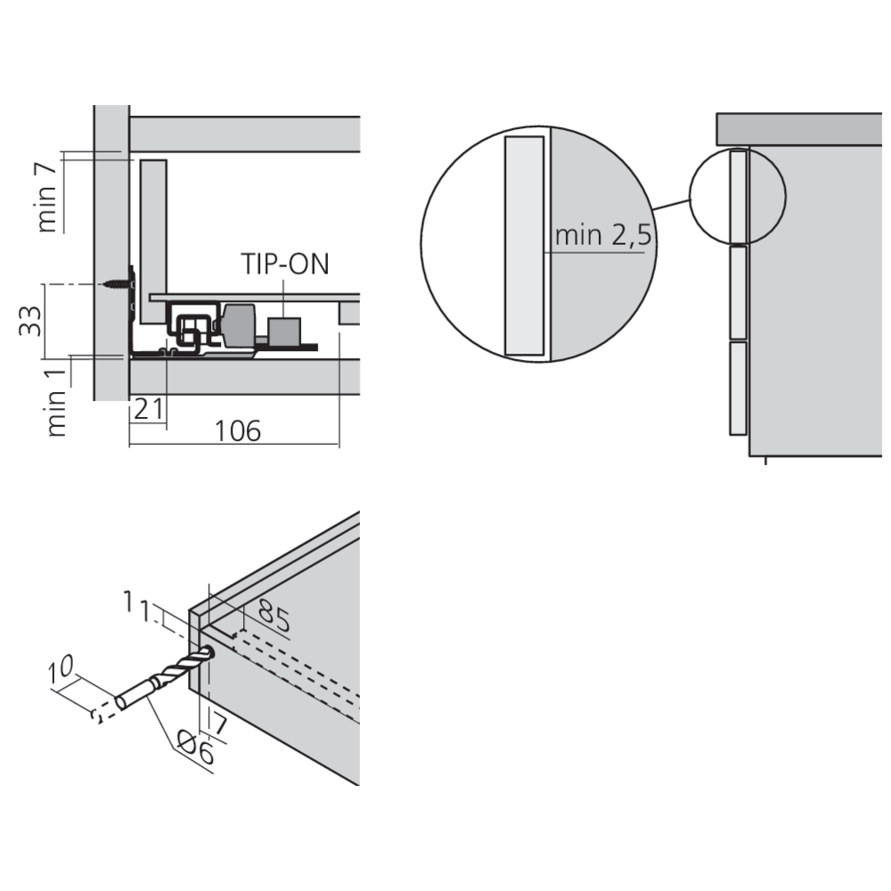 Set TIP-ON pour coulisse TANDEM