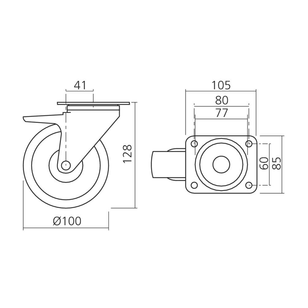Roulette pivotante Ø100 mm