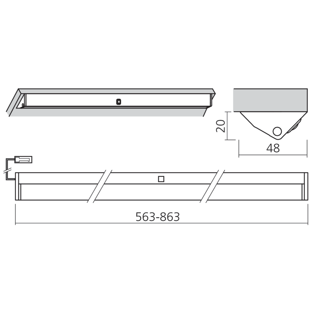 Réglette LED en applique avec détecteur