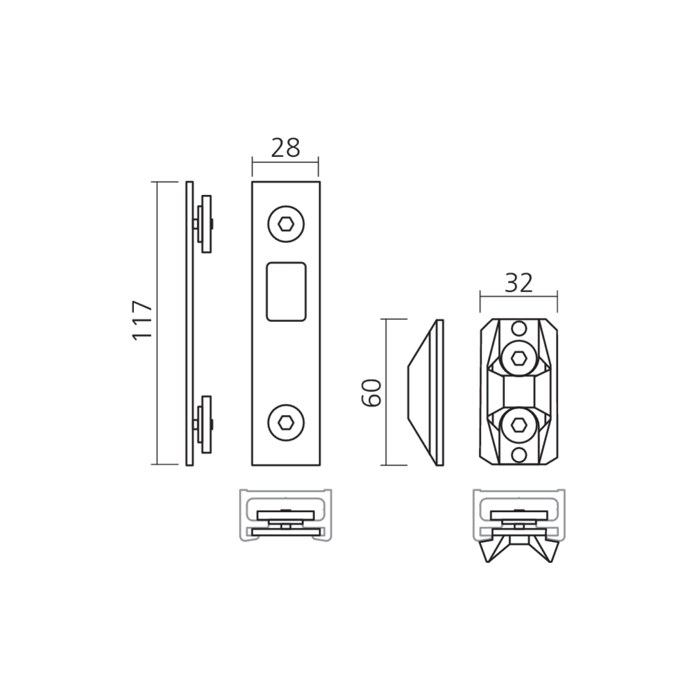 Gâche pour profil mural