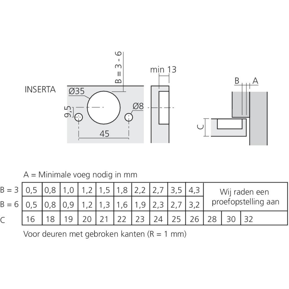 Charnière CLIP top BLUMOTION 110° pour porte semi-applique