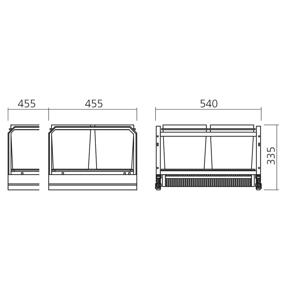 Poubelle tri sélectif pour élément de 600 mm 45 L