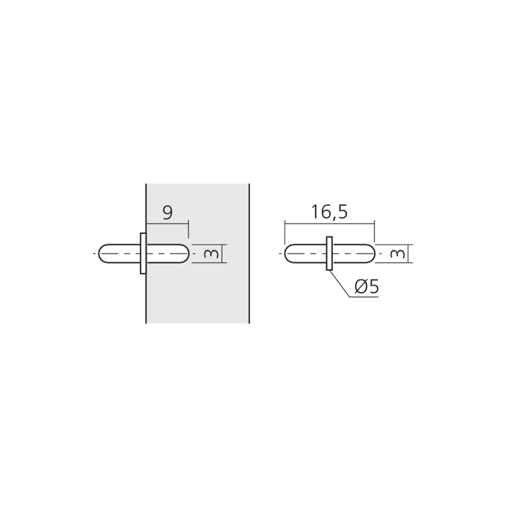 Taquet de rayon Ø3 mm