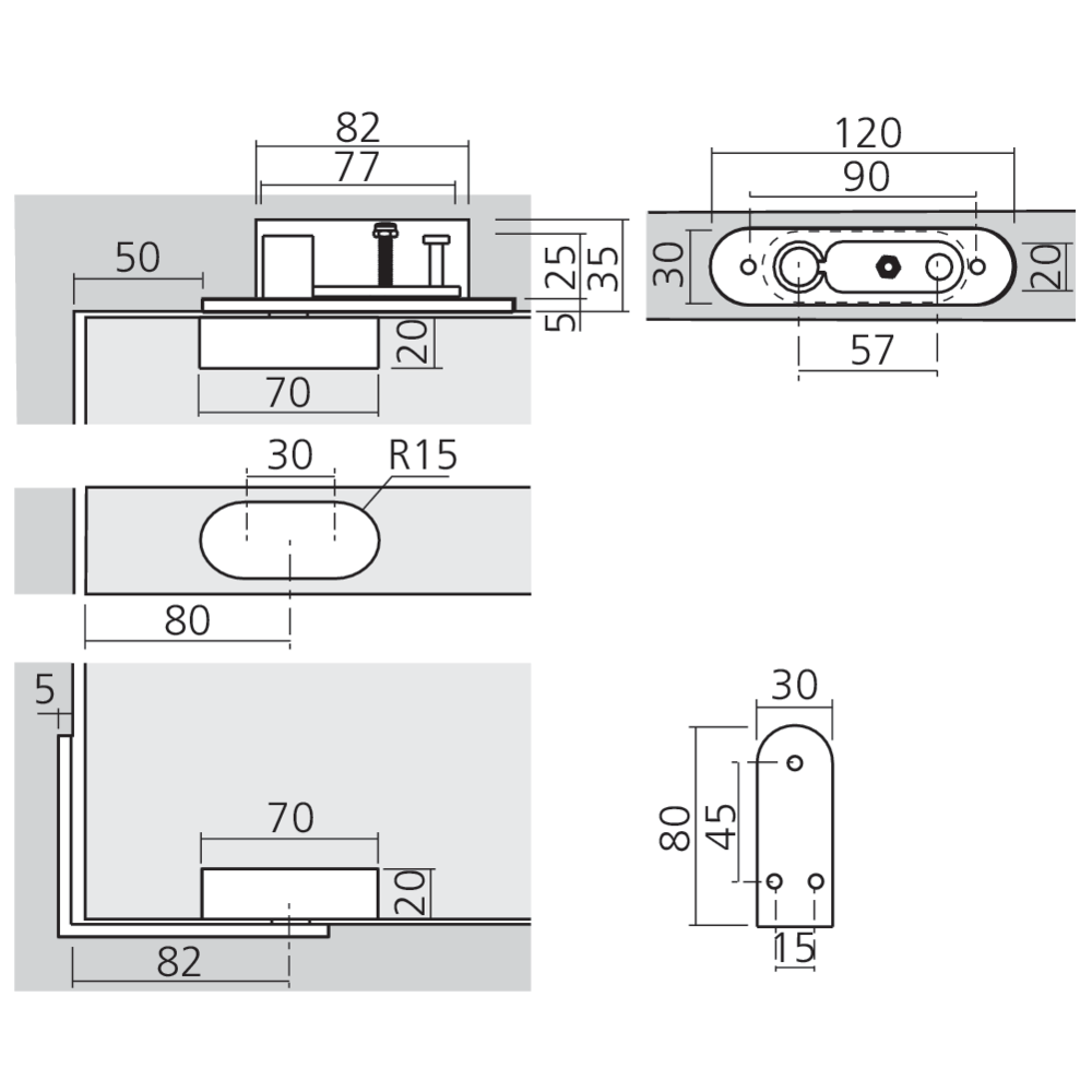 Pivot de porte inox 80 kg