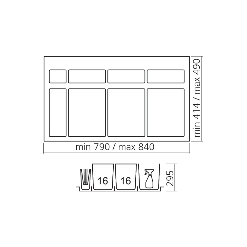 Poubelle tri sélectif pour élément de 900 mm 32 L
