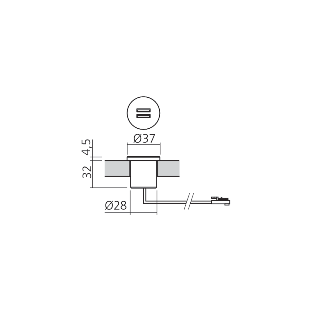 Mini bloc prises USB rond