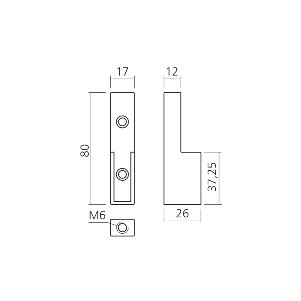 Support d'extrémité latéral pour tube rectangle