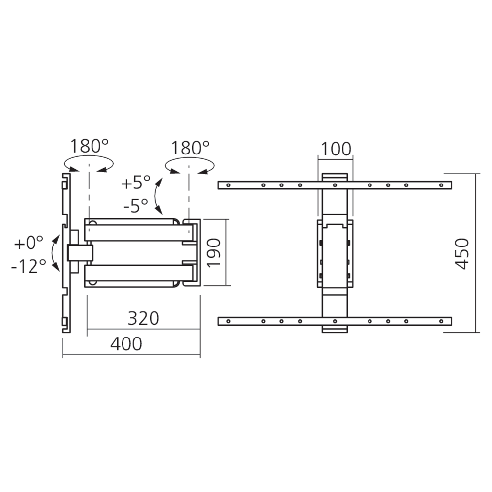 Support mural inclinable pour écran de 37'' à 55''