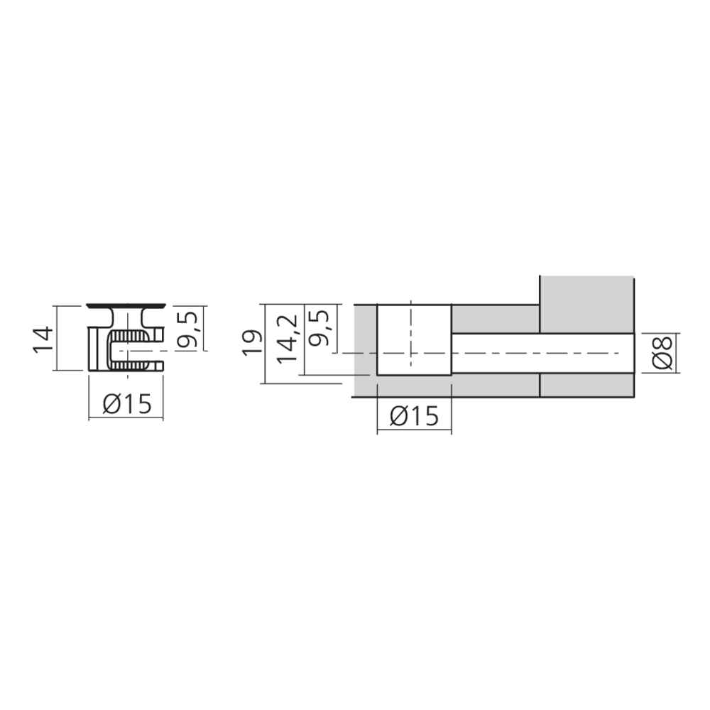 Boîtier excentrique MINI15 Ø15 mm avec rebord