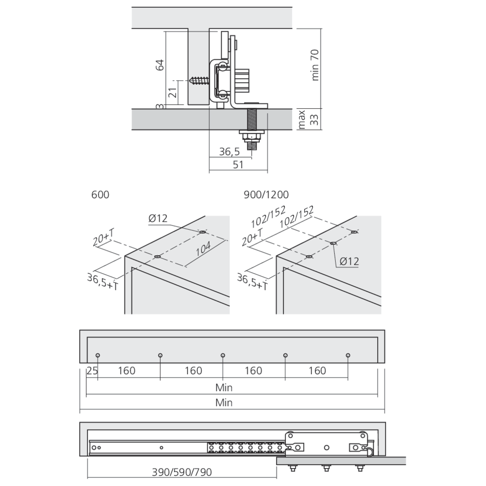 Coulisse intermédiaire pour COU43
