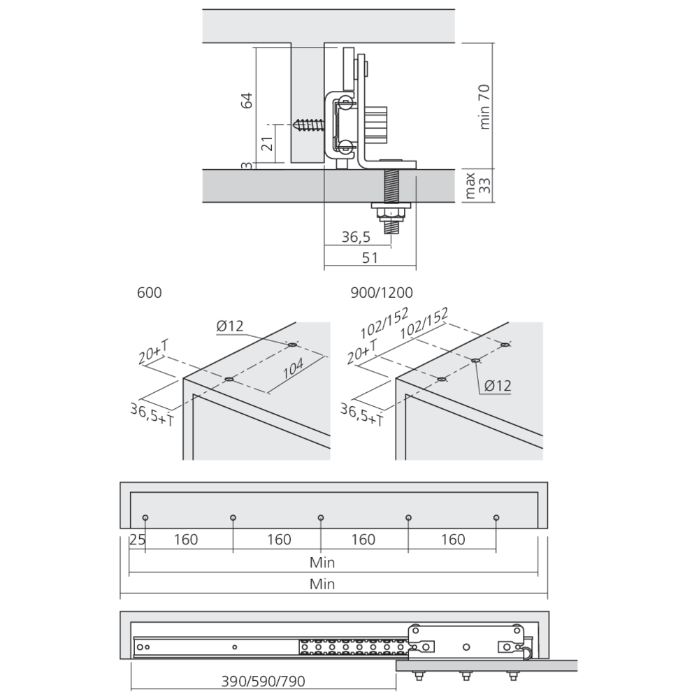 Coulisse intermédiaire pour COU43