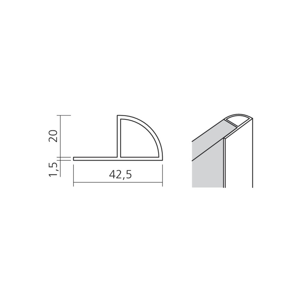 Profil d'extrémité quart de rond