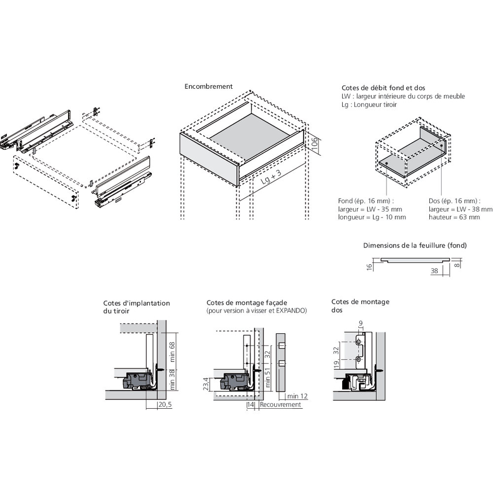 LÉGRABOX TIP-ON inox hauteur M