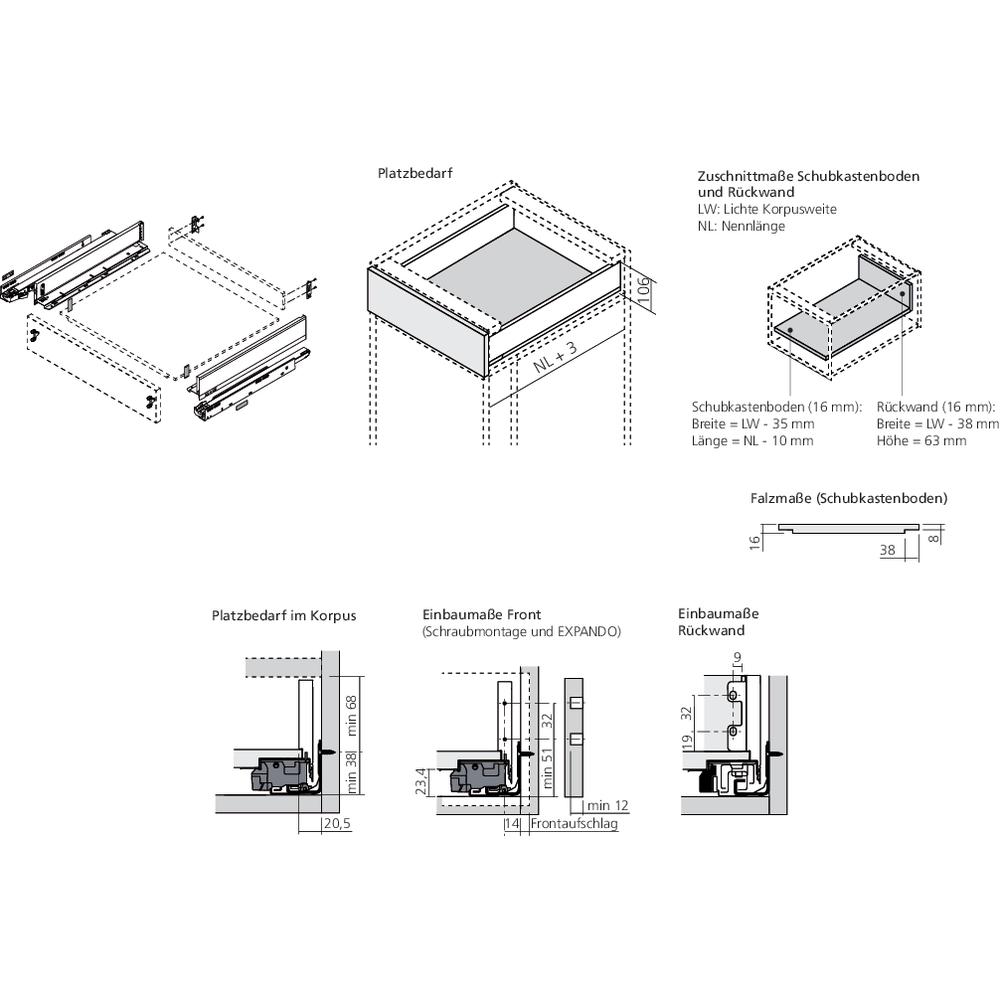 LÉGRABOX TIP-ON inox hauteur M