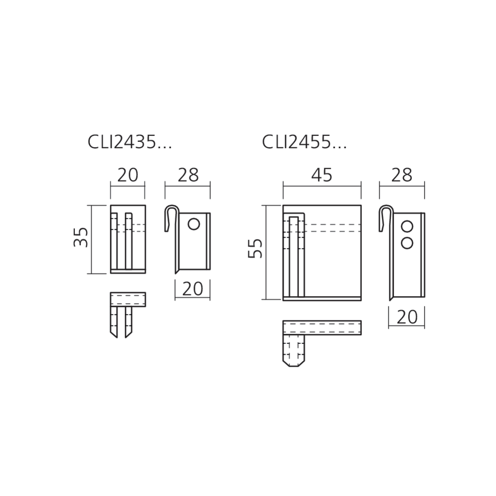 Clip pour rail plexi