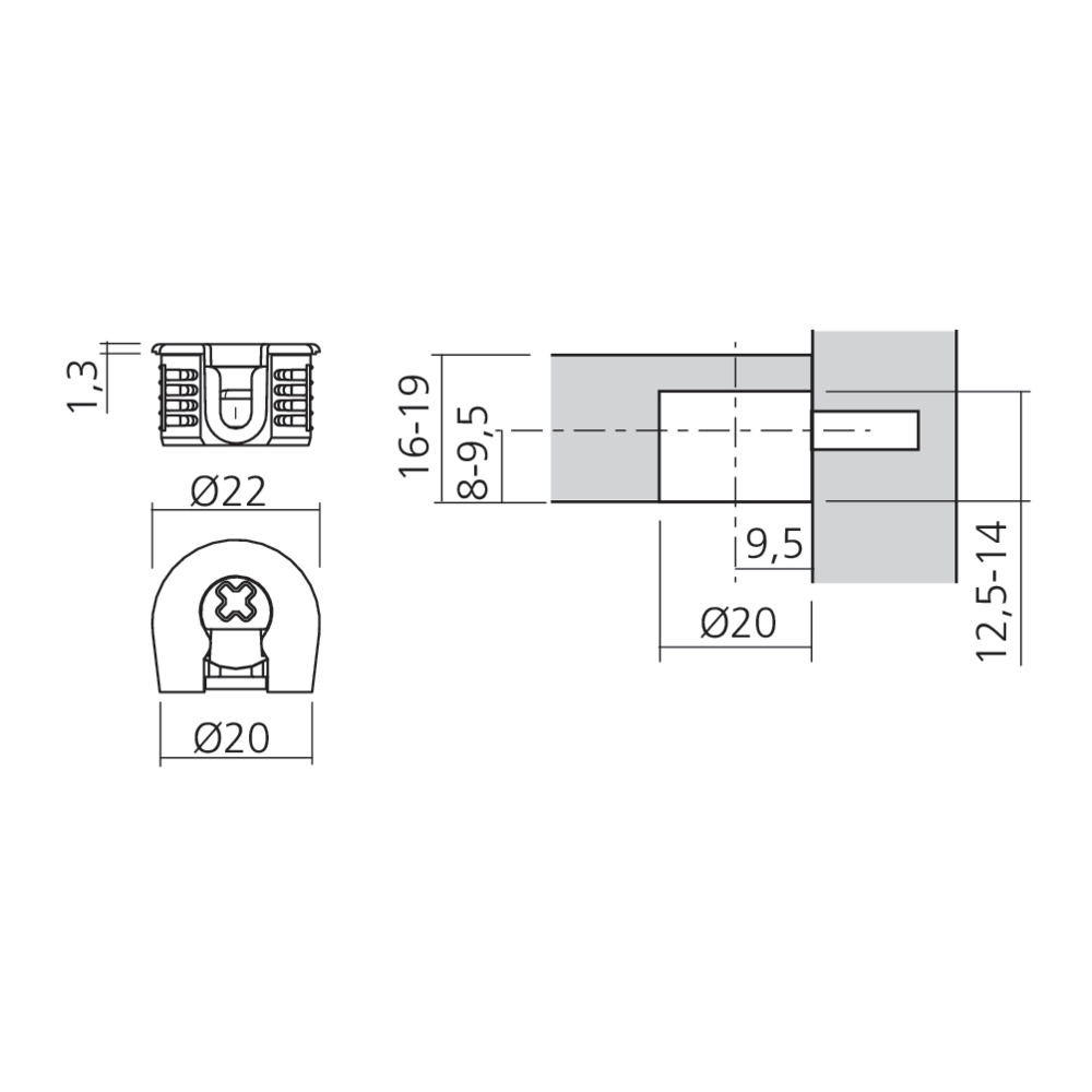 Boîtier excentrique EXPANDO Ø20 mm