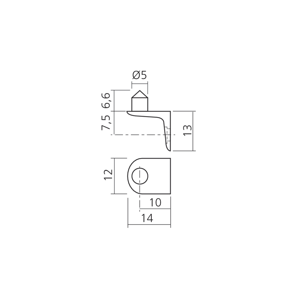 Taquet support tablette Ø5 mm