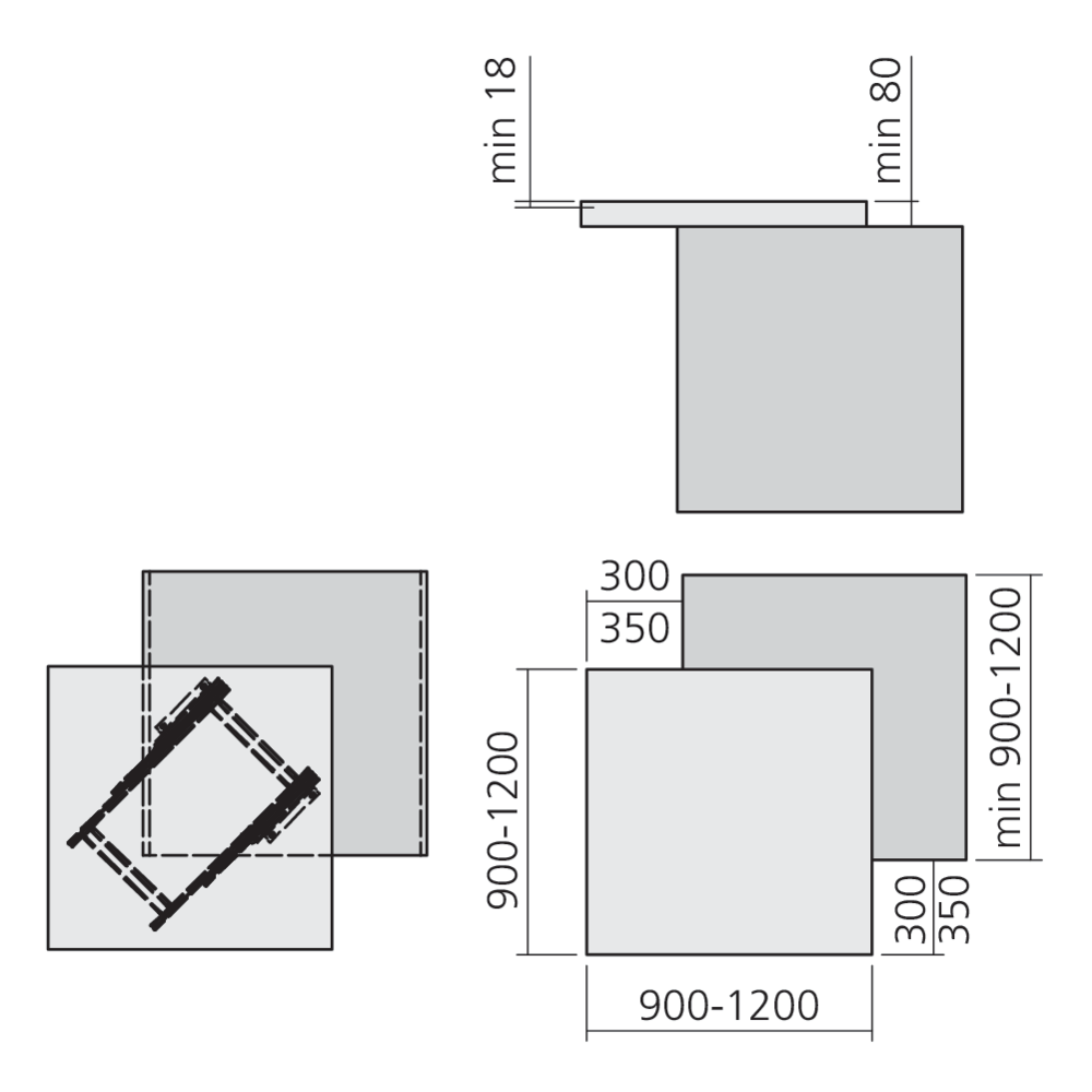 Ferrure de table coulissante en angle CORNER