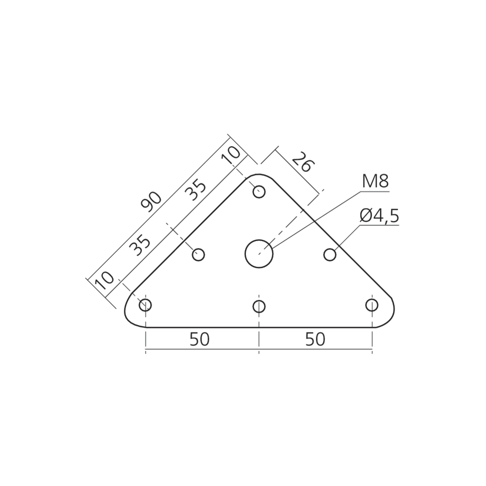 Ferrure de pied triangulaire