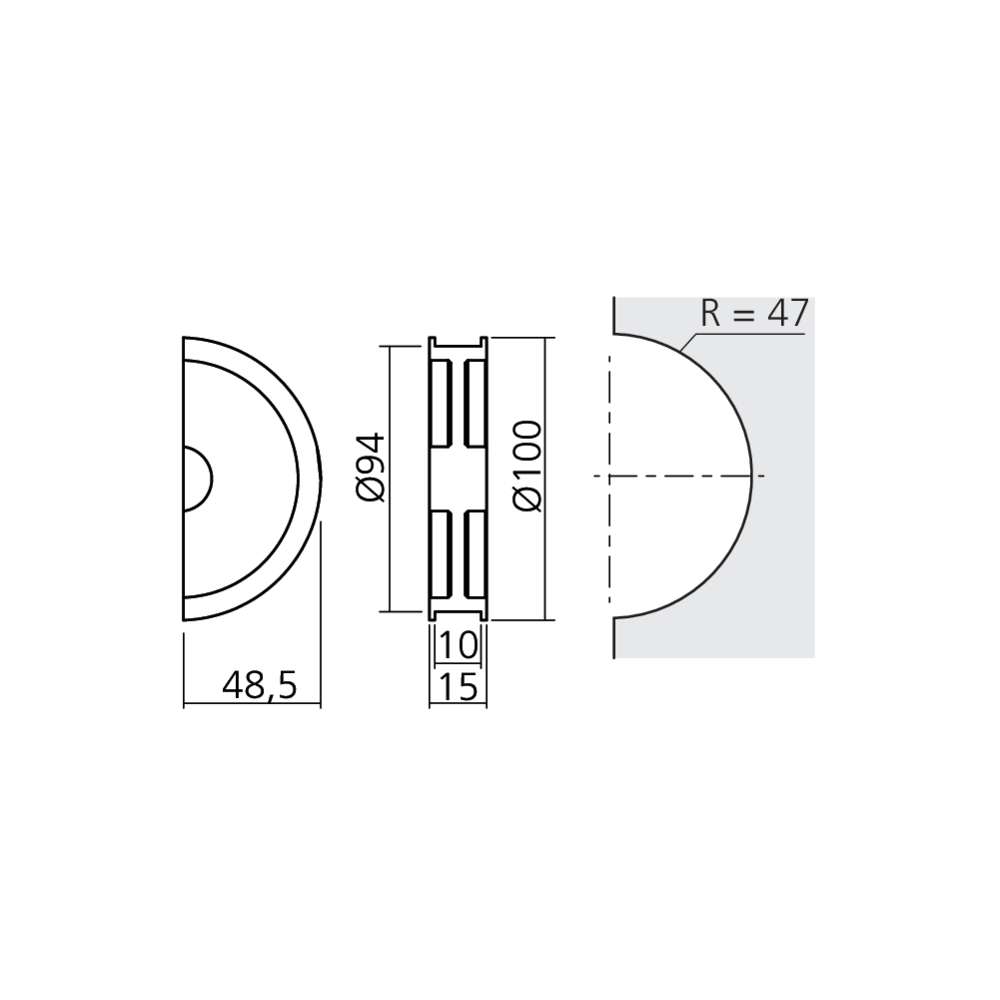 Poignée pour coulissant verre
