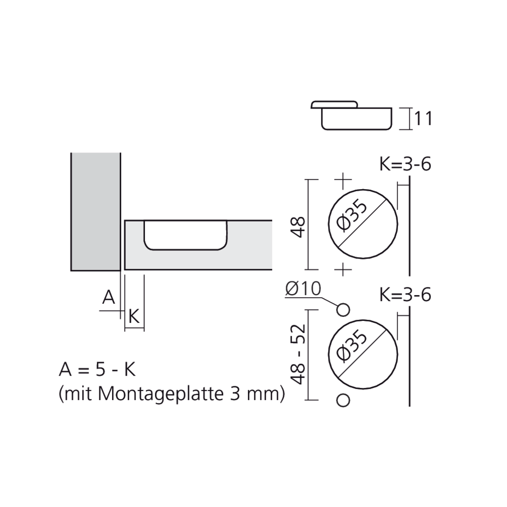 Charnière 110° encloisonnée