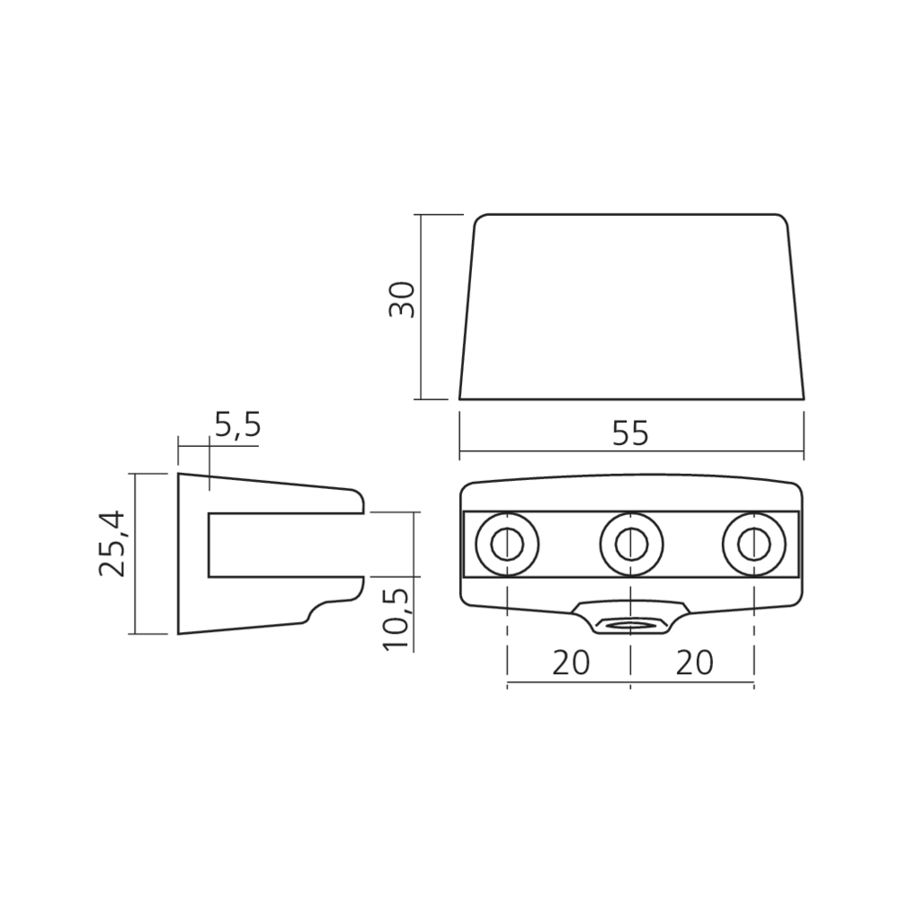 Pince rectangulaire pour verre