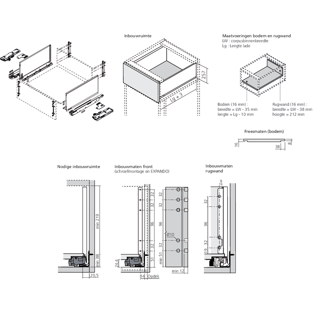 LÉGRABOX BLUMOTION / TIP-ON BLUMOTION inox hauteur F