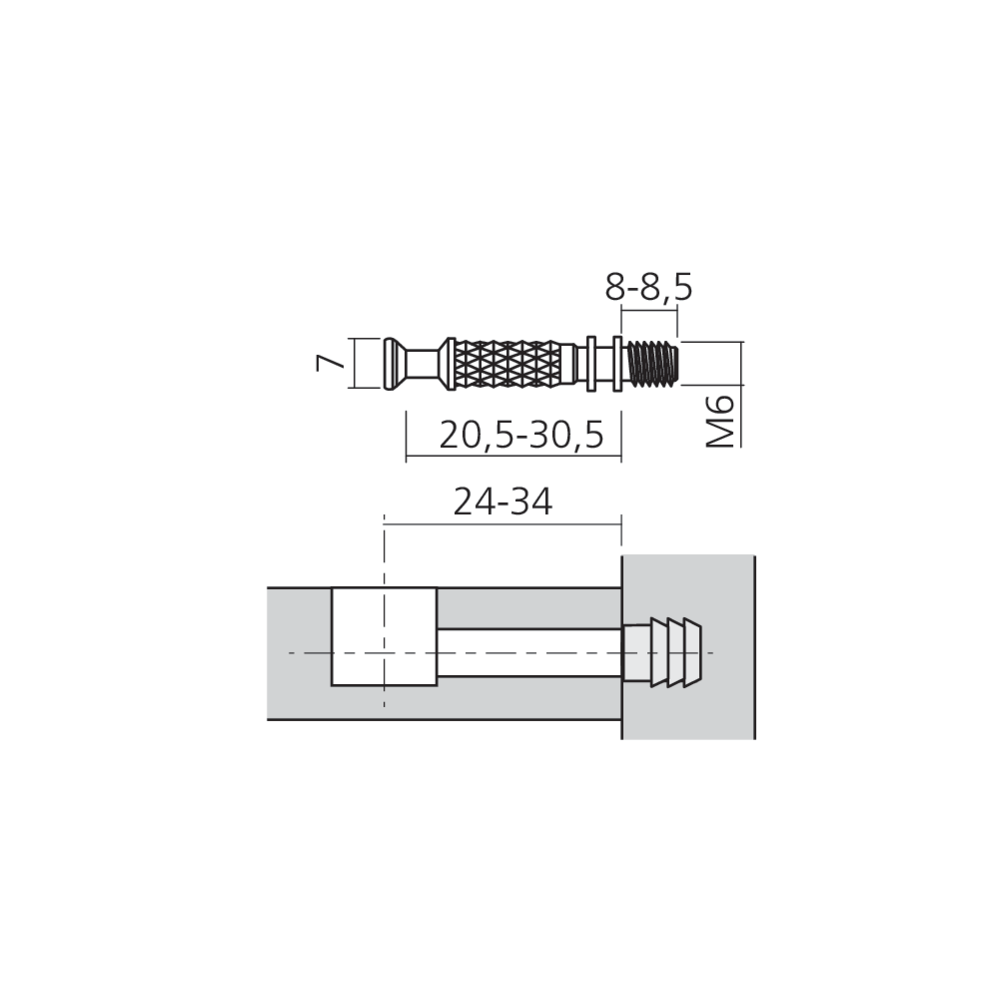 Tourillon MINI15 filet bois Ø5 mm court
