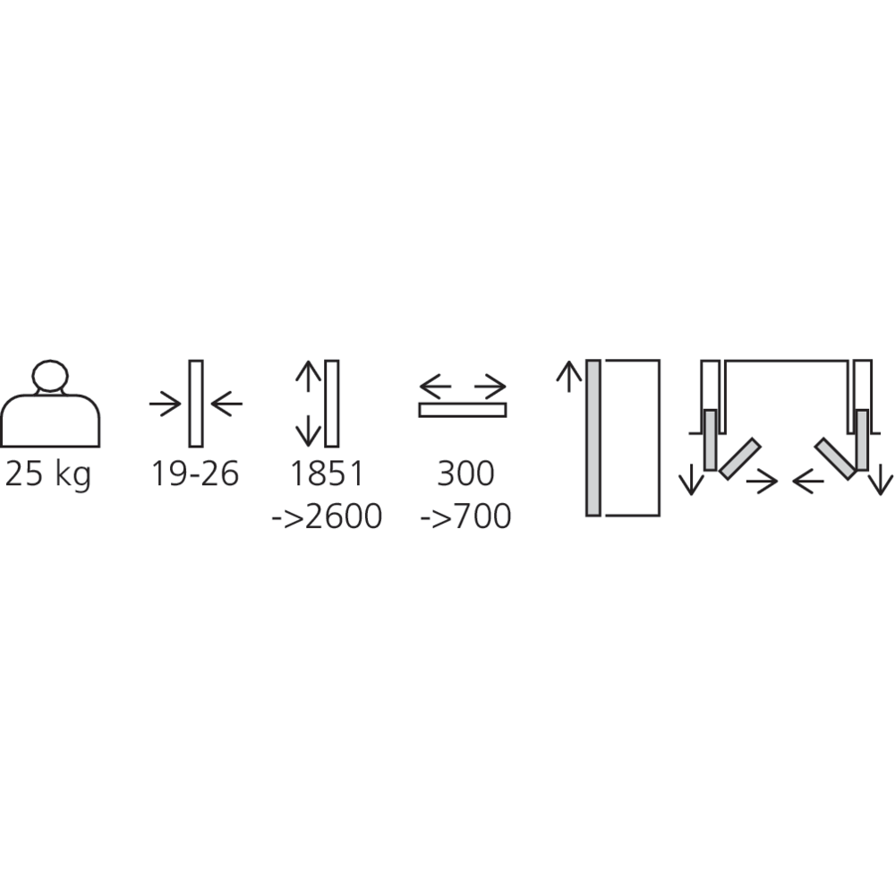 Garniture 1 paire de portes pliantes Folding Concepta 25 hauteur 1851-2600 mm