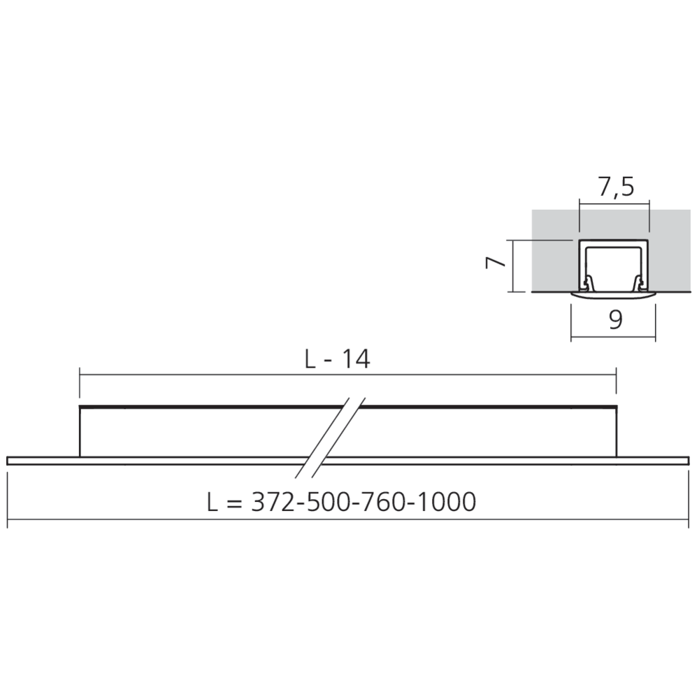 Réglette LED 12 V blanc ajustable à encastrer KENDO BLACK