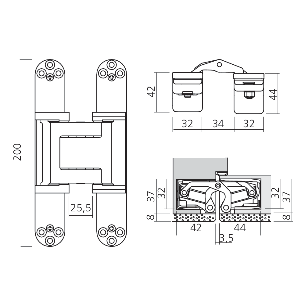 Charnière invisible TECTUS A8 100 kg