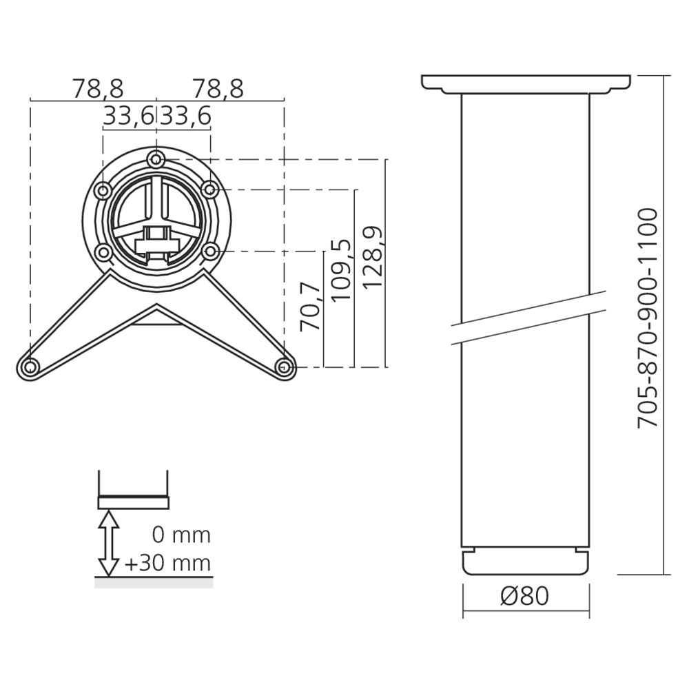Pied de table Ø80 mm