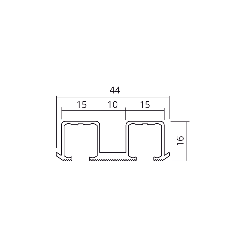 Rail double à encastrer Clipo 16