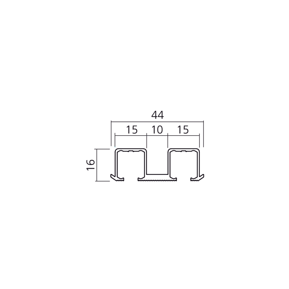 Rail double à encastrer Clipo 16