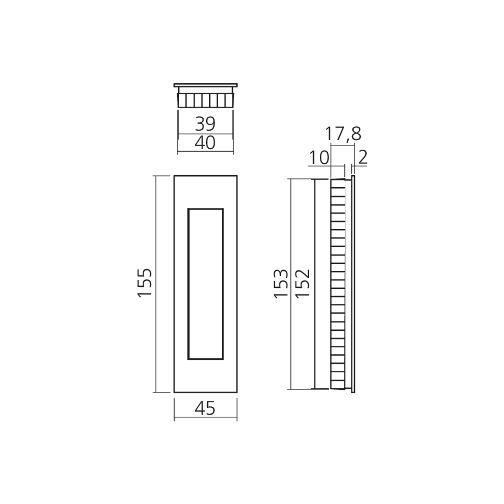 Poignée cuvette rectangle magnétique