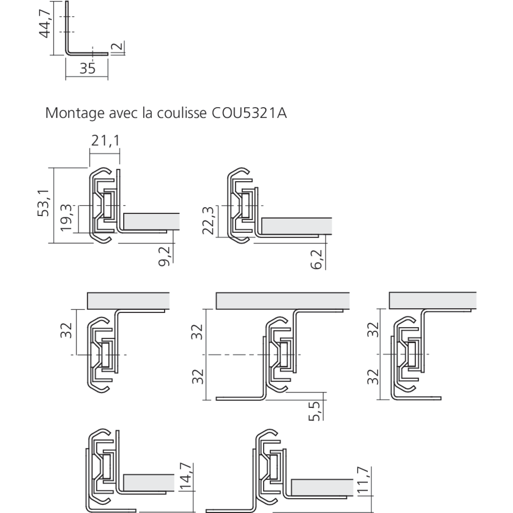 Kit de 2 équerres pour coulisse COU5321
