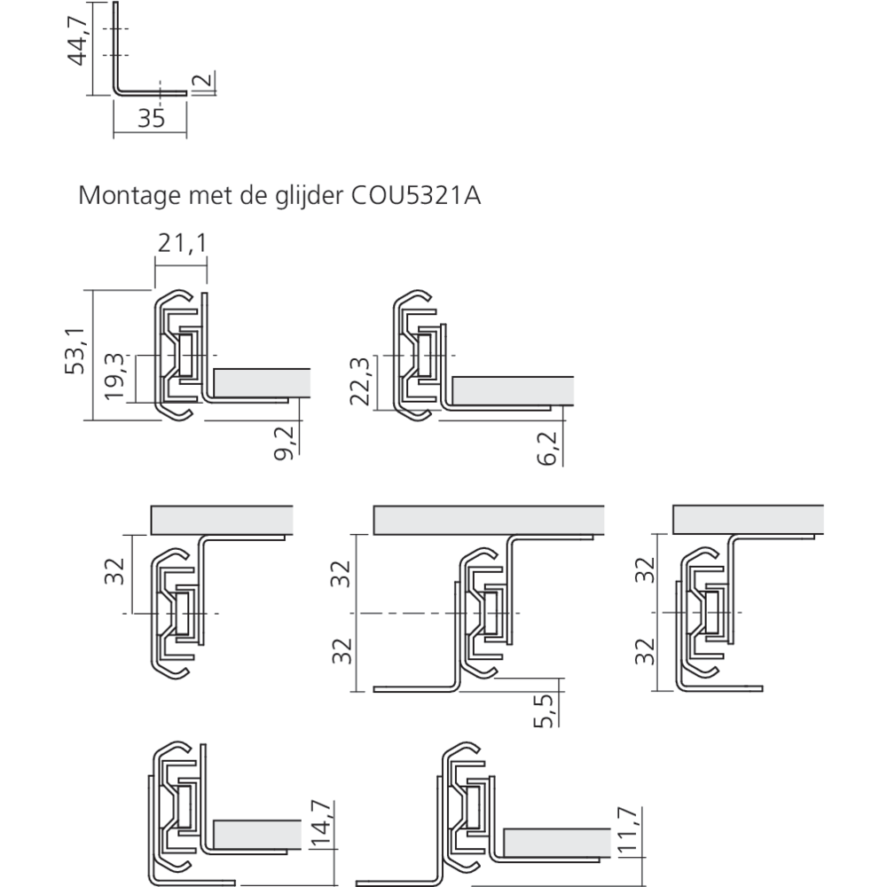 Kit de 2 équerres pour coulisse COU5321