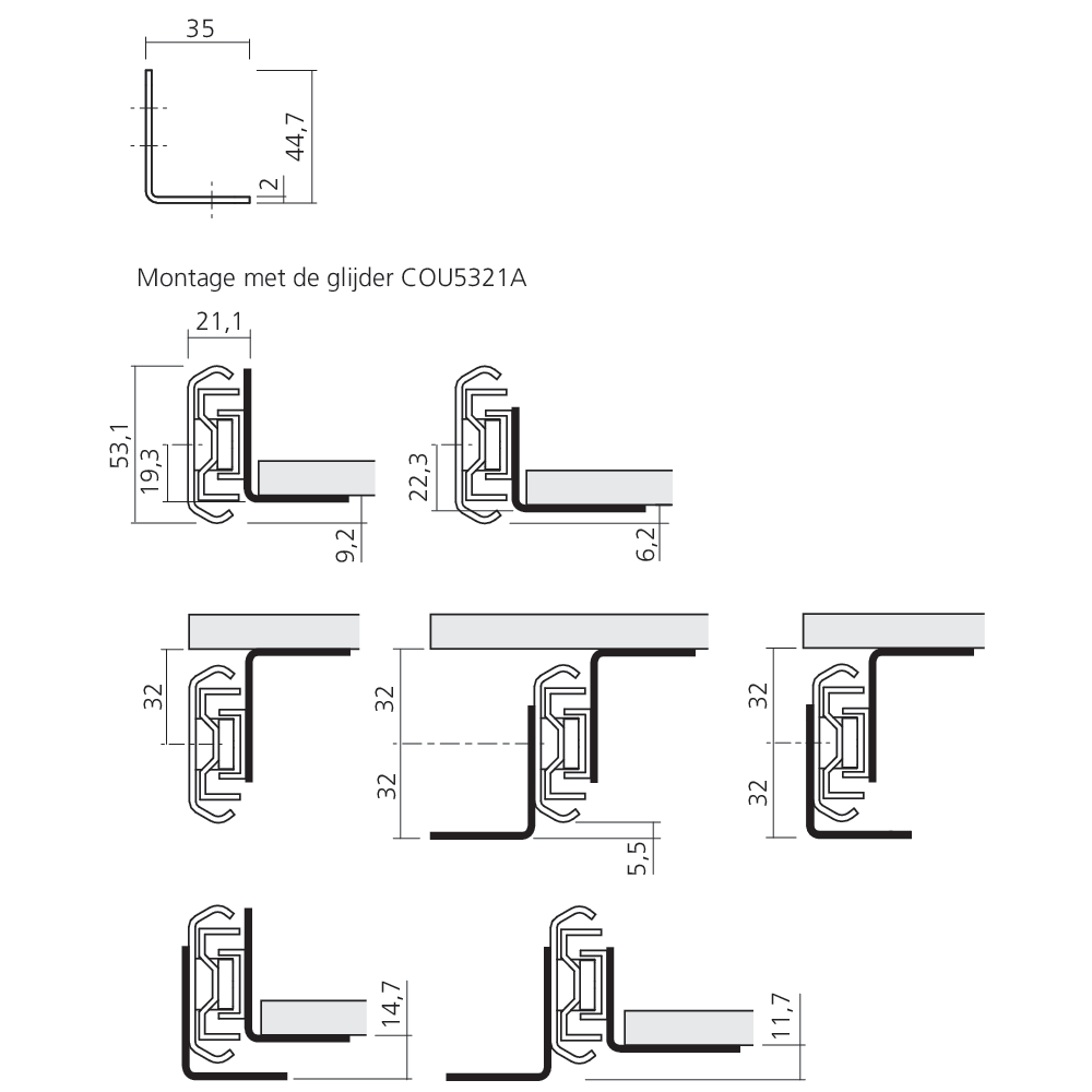 Kit de 2 équerres pour coulisse COU5321
