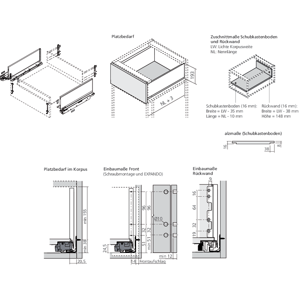 LÉGRABOX TIP-ON inox hauteur C