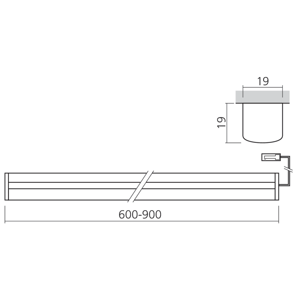Réglette LED en applique 12 V avec interrupteur